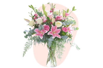 Bouquet élégant de lys roses et roses blanches chez fleuriste-montauban à Montauban