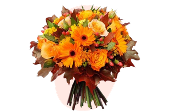 Bouquet automnal chaleureux aux roses et gerberas orange par fleuriste-montauban à Montauban
