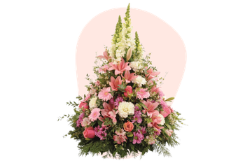 Arrangement pyramidal de fleurs pastel pour hommage, création fleuriste-montauban à Montauban