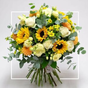 Bouquet champêtre jaune et blanc